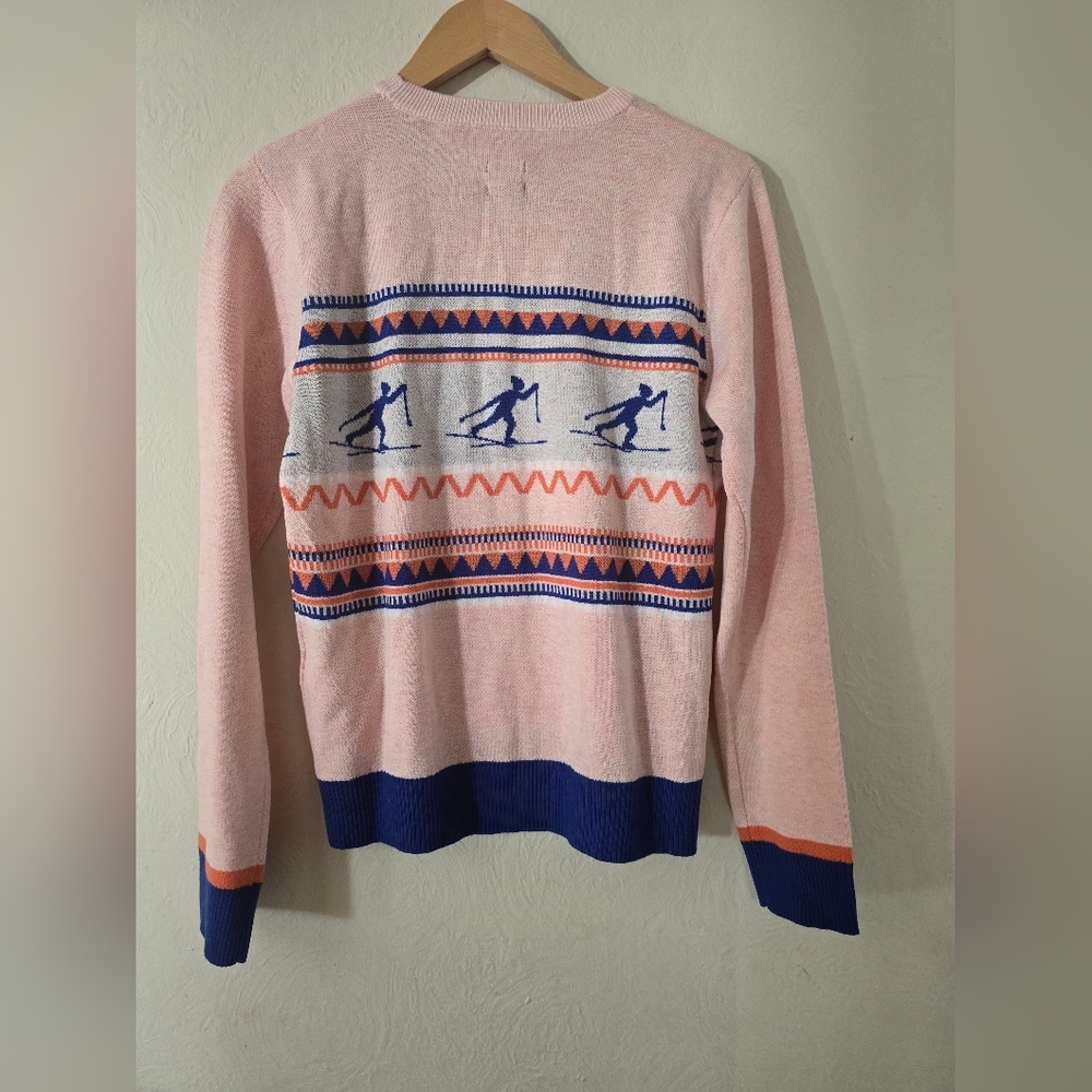NWT, Kavu, Hillrose Sweater Apres Ski, Peach/Blue, Size Medium, MSRP $85 - Picture 7 of 13